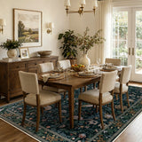 Covaba botanical bird garden chenille area rug in ink black, styled in a room setting, view 7
