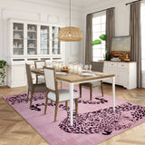 Covaba modern safari leopard area rug in blush clay, styled in a room setting, view 5