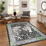 Covaba wild tiger area rug in ink black, styled in a room setting, view 4