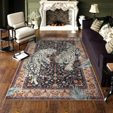 Covaba wild tiger area rug in coffee brown, styled in a room setting, view 8