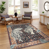 Covaba wild tiger area rug in coffee brown, styled in a room setting, view 10