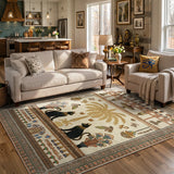 Covaba ancient egyptian revival cat area rug in warm beige, styled in a room setting, view 4