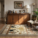 Covaba ancient egyptian revival cat area rug in warm beige, styled in a room setting, view 6