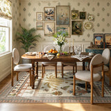 Covaba ancient egyptian revival cat area rug in warm beige, styled in a room setting, view 7