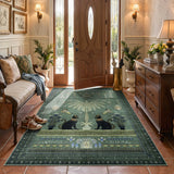 Covaba ancient egyptian revival cat area rug in fern green, styled in a room setting, view 6