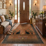 Covaba ancient egyptian revival cat area rug in faded rose, styled in a room setting, view 4
