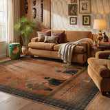 Covaba ancient egyptian revival cat area rug in faded rose, styled in a room setting, view 2