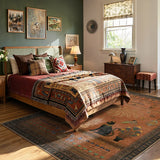 Covaba ancient egyptian revival cat area rug in faded rose, styled in a room setting, view 5