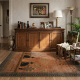 Covaba ancient egyptian revival cat area rug in faded rose, styled in a room setting, view 6