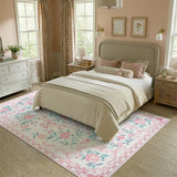 Covaba floral bows area rug in blush clay, styled in a room setting, view 2