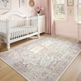 Covaba vintage persian area rug in blush clay, styled in a room setting, view 3