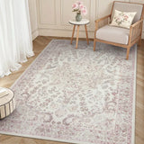 Covaba vintage persian area rug in blush clay, styled in a room setting, view 4