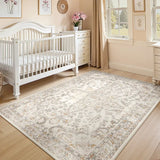 Covaba vintage persian area rug in warm beige, styled in a room setting, view 4
