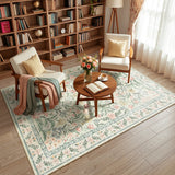 Covaba boho modern parisian garden floral area rug in warm beige, styled in a room setting, view 8