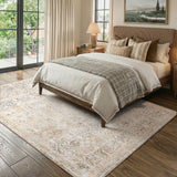 Covaba vintage sand area rug in warm beige, styled in a room setting, view 3