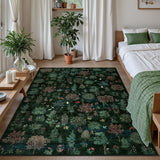 Covaba forest woodland deep area rug in fern green, styled in a room setting, view 5