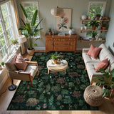 Covaba forest woodland deep area rug in fern green, styled in a room setting, view 6