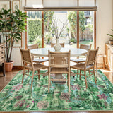 Covaba forest woodland area rug in fern green, styled in a room setting, view 7