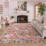 Covaba forest woodland area rug in blush clay, styled in a room setting, view 4