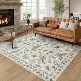 Covaba modern parisian insect area rug in warm beige, styled in a room setting, view 5