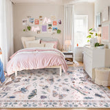 Covaba modern parisian insect area rug in soft blush, styled in a room setting, view 3