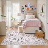 Covaba modern parisian insect area rug in soft blush, styled in a room setting, view 4