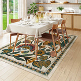 Covaba egyptian-inspired botanical area rug in ivory cream, styled in a room setting, view 3