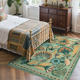 Covaba egyptian-inspired botanical area rug in fern green, styled in a room setting, view 3