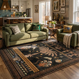 Covaba ancient egyptian revival cat area rug in ink black, styled in a room setting