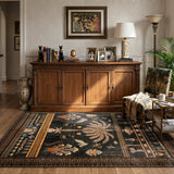 Covaba ancient egyptian revival cat area rug in ink black, styled in a room setting, view 4