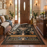 Covaba ancient egyptian revival cat area rug in ink black, styled in a room setting, view 6