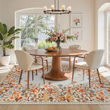 Covaba modern blooming floral garden area rug in golden wheat, styled in a room setting, view 4
