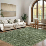 Covaba vintage persian distressed area rug in fern green, styled in a room setting, view 6