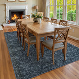 Covaba vintage persian distressed area rug in stormy blue, styled in a room setting, view 9