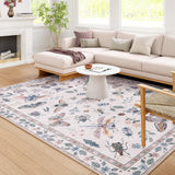Covaba modern parisian insect area rug in soft blush, styled in a room setting, view 2