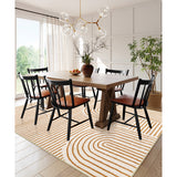 Covaba abstract rainbow stripe orange/white area rug in amber clay, shown flat on a plain ivory backdrop, view 5