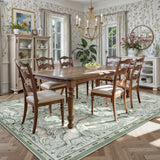 Covaba vintage woodland area rug in willow sage, styled in a room setting, view 3
