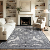 Covaba vintage woodland area rug in charcoal, styled in a room setting, view 7