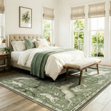 Covaba vintage woodland area rug in olive grove, styled in a room setting, view 8