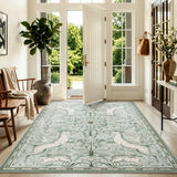 Covaba vintage woodland area rug in willow sage, styled in a room setting, view 6