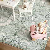 Covaba vintage woodland area rug in willow sage, styled in a room setting, view 10