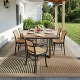 Covaba rainbow easy jute black/beige indoor/outdoor area rug in warm beige, styled in a room setting, view 13