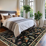 Covaba modern parisian insect area rug in ink black, styled in a room setting, view 7