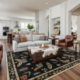 Covaba modern parisian insect area rug in ink black, styled in a room setting, view 4