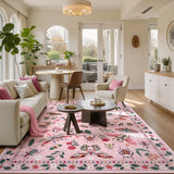 Covaba modern parisian insect area rug in blush clay, styled in a room setting, view 5
