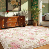 Covaba romantic vintage floral rose garden and area rug in blush clay, styled in a room setting, view 5