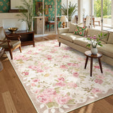 Covaba romantic vintage floral rose garden and area rug in blush clay, styled in a room setting, view 14