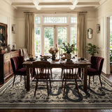 Covaba mystical snake area rug in coffee brown, styled in a room setting, view 6