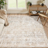 Covaba vintage sand area rug in warm beige, styled in a room setting, view 21