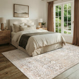 Covaba vintage sand area rug in warm beige, styled in a room setting, view 7